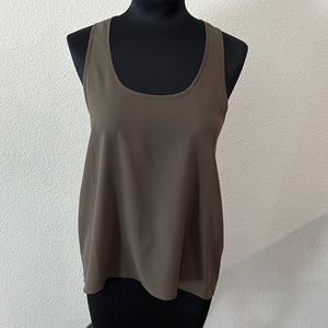 Frenchi olive green racerback semi-sheer blouse tank top sz S Small